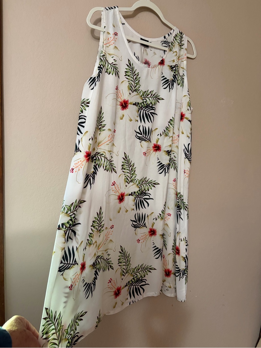 Anny Fashion Hawaii Tropical Hibiscus Sleeveless Midi Dress - One Size